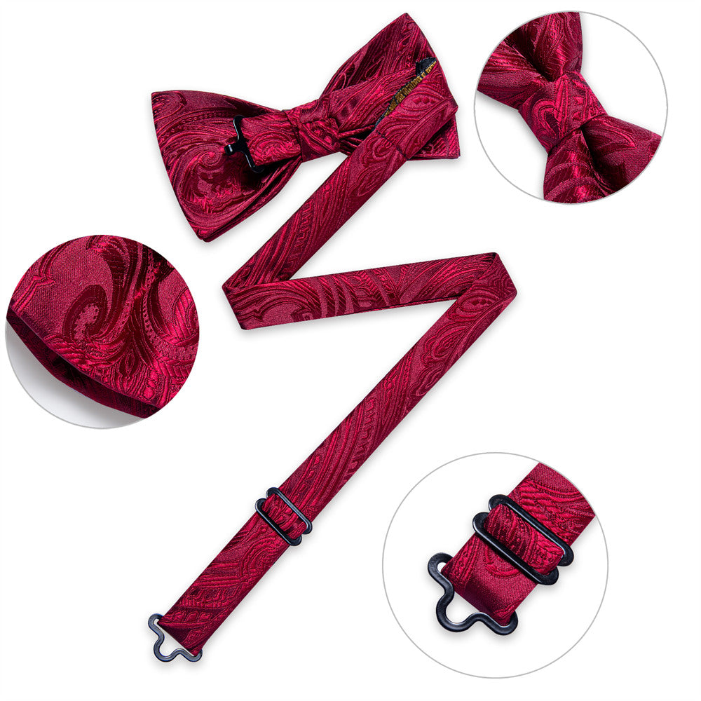 GentCrest Burgundy Paisley Bowtie Set - Image 4