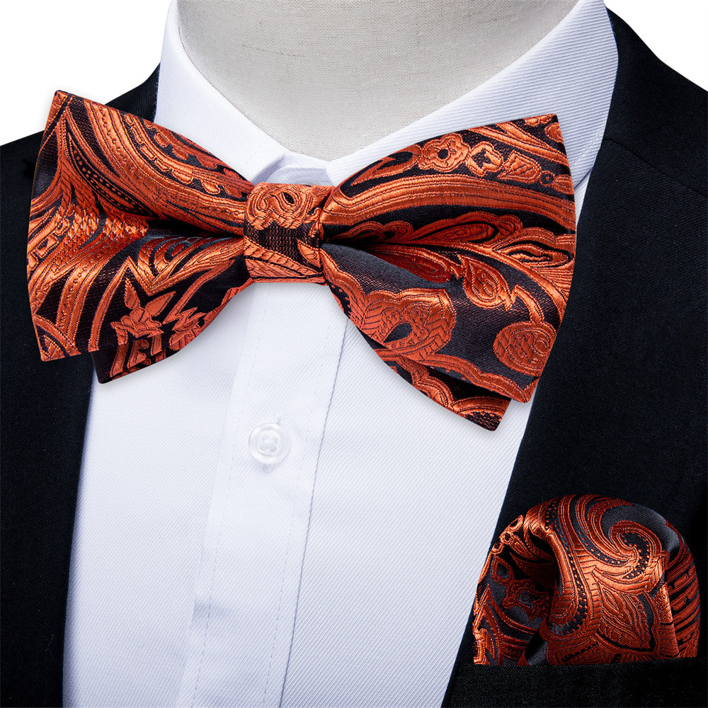 GentCrest Brown Paisley Bowtie Set - Image 1
