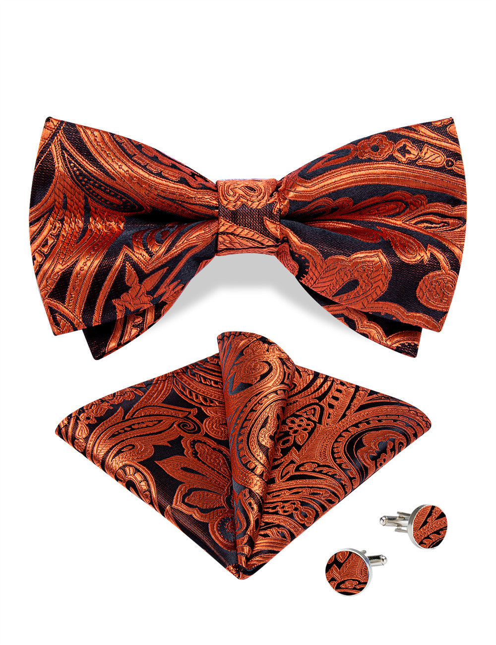 GentCrest Brown Paisley Bowtie Set - Image 2