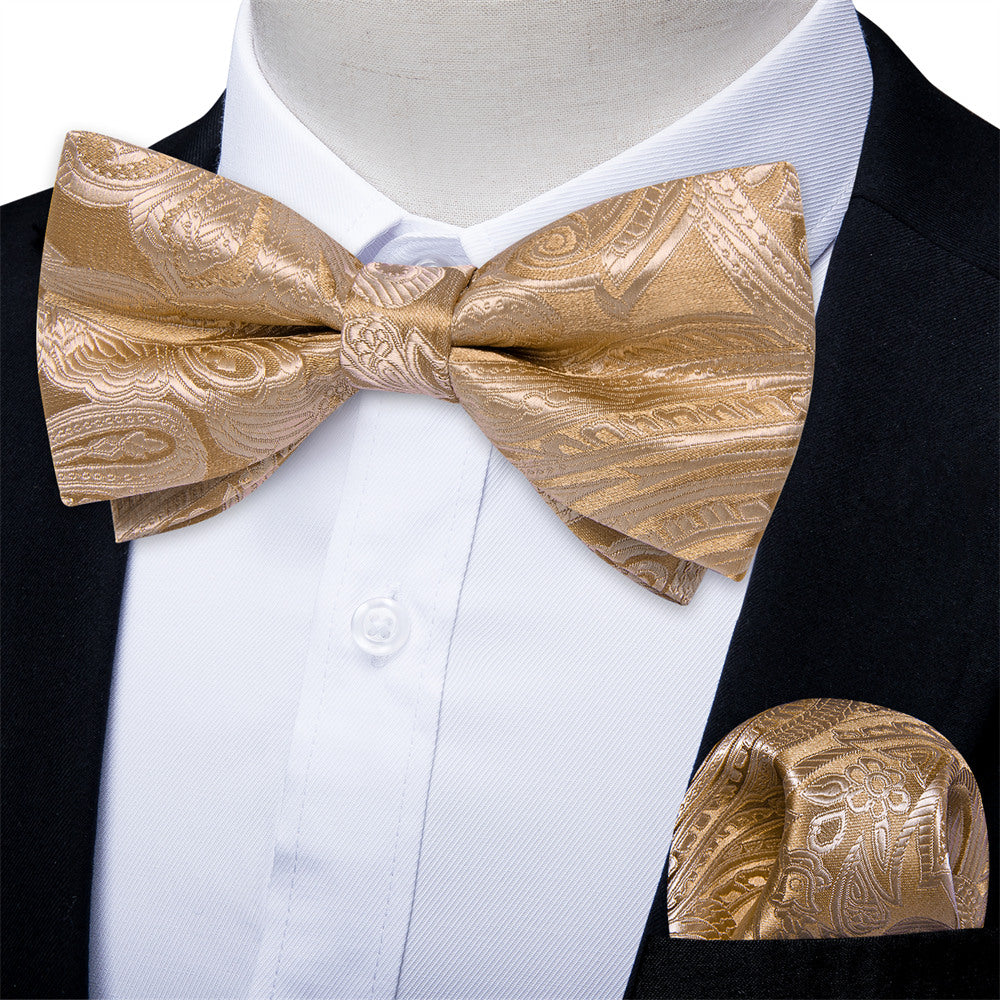 GentCrest Champagne Paisley Bowtie Set - Image 1