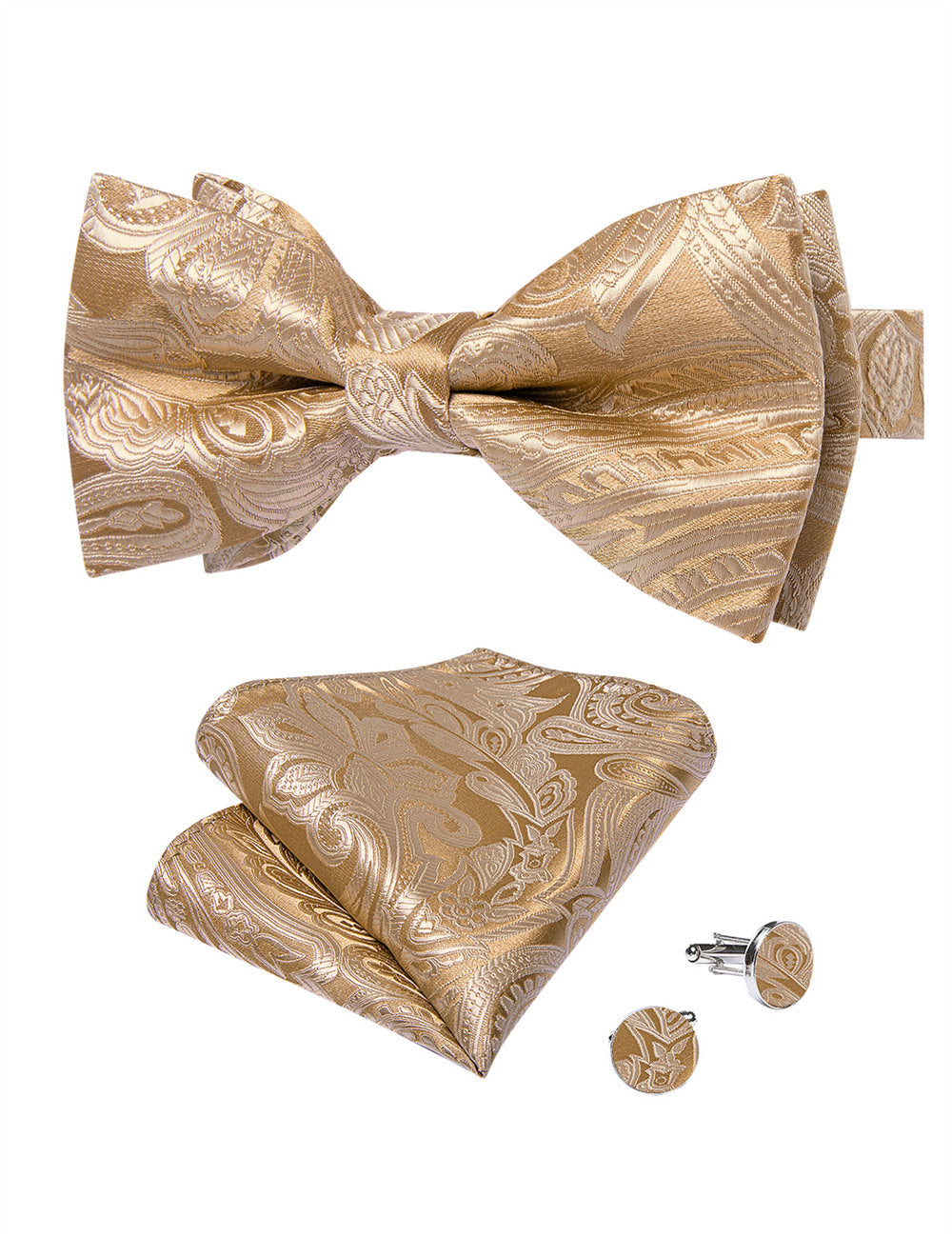 GentCrest Champagne Paisley Bowtie Set - Image 3