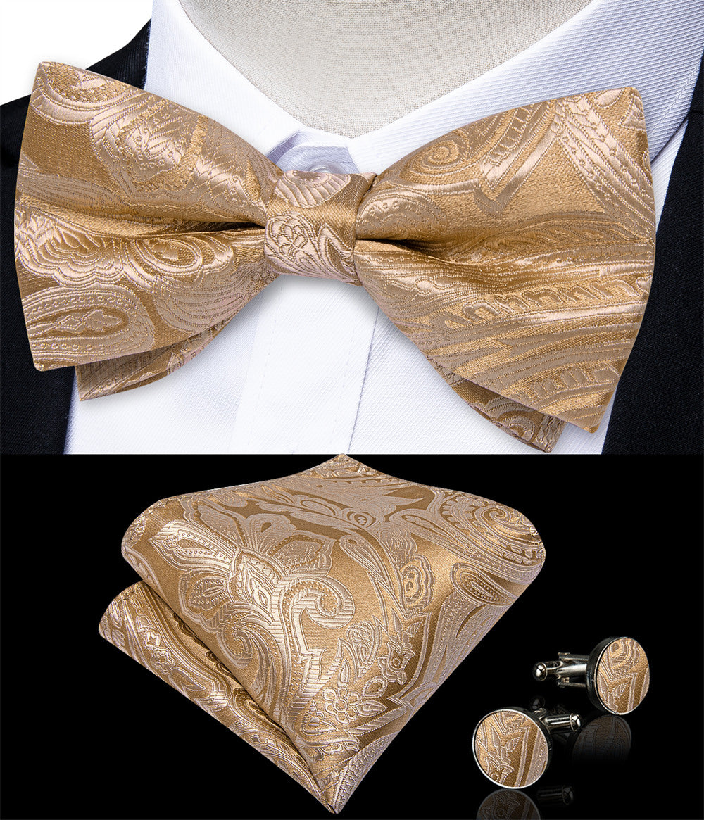 GentCrest Champagne Paisley Bowtie Set - Image 2