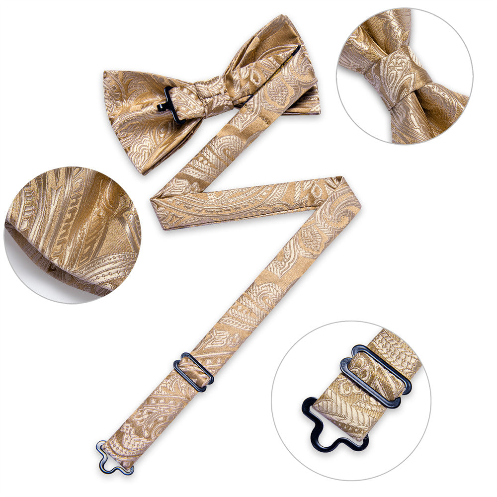 GentCrest Champagne Paisley Bowtie Set - Image 4