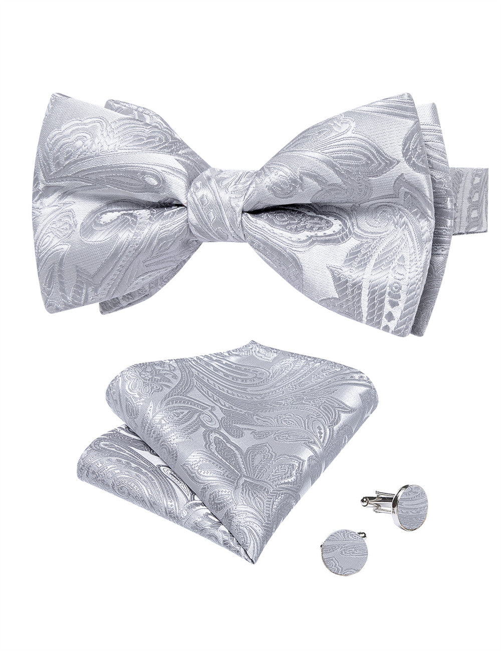 GentCrest Grey Paisley Bowtie Set - Image 6