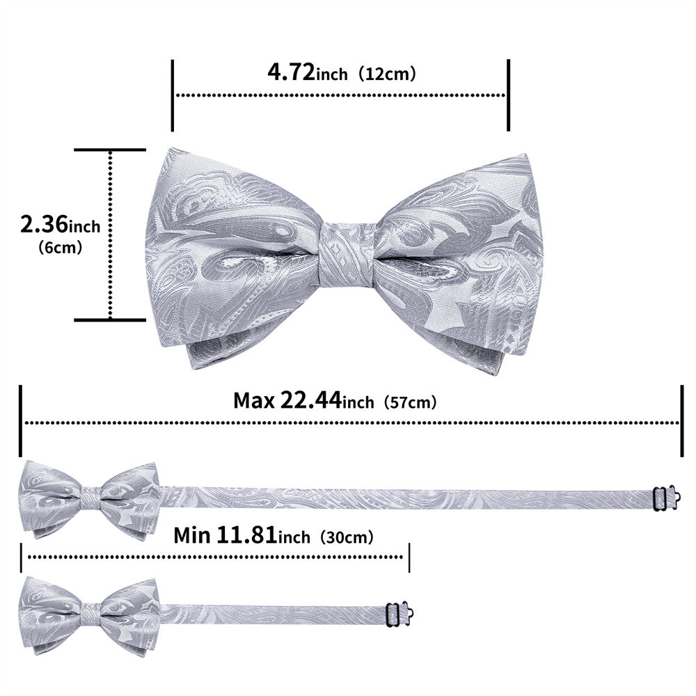 GentCrest Grey Paisley Bowtie Set - Image 5