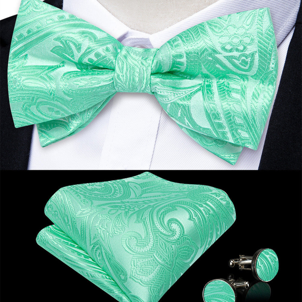 GentCrest Green Paisley Bowtie Set - Image 1