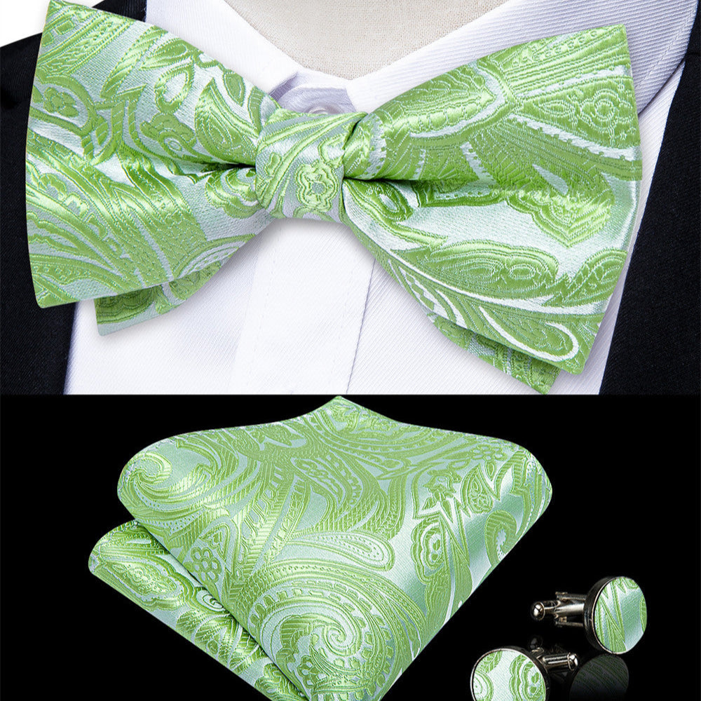 GentCrest Green Paisley Bowtie Set - Image 1
