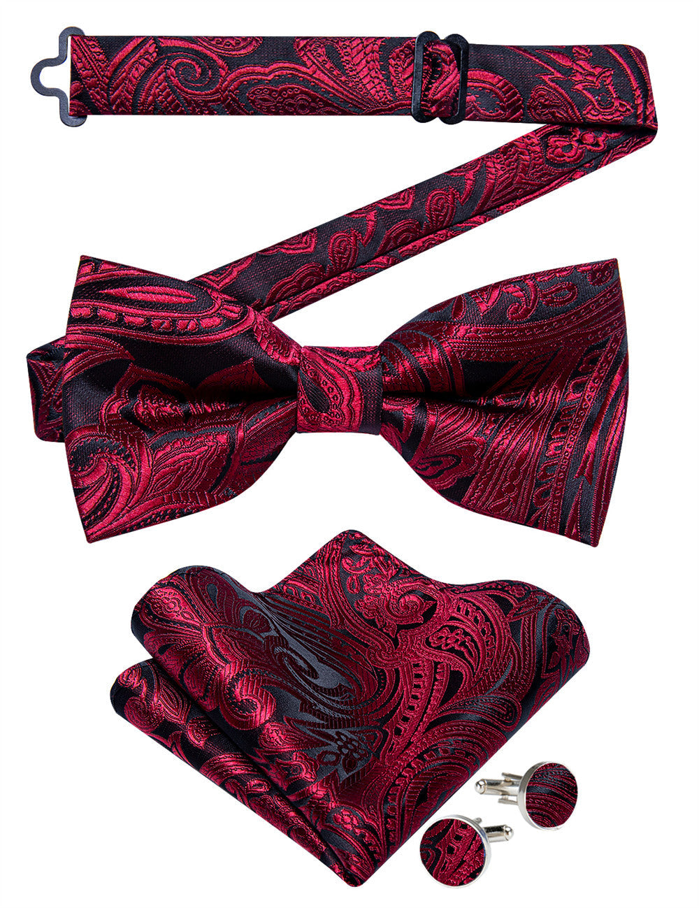 GentCrest Burgundy Paisley Bowtie Set - Image 3