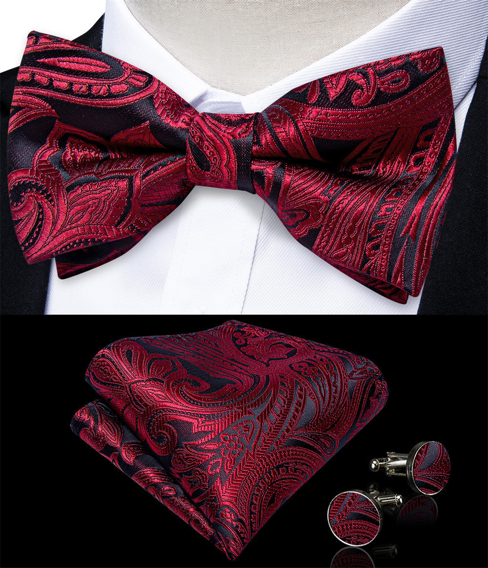 GentCrest Burgundy Paisley Bowtie Set - Image 2