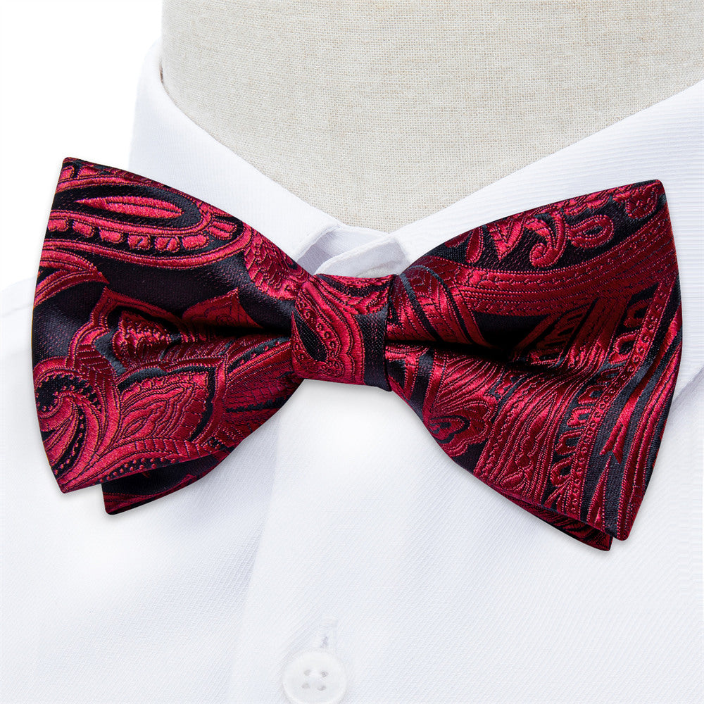 GentCrest Burgundy Paisley Bowtie Set - Image 1