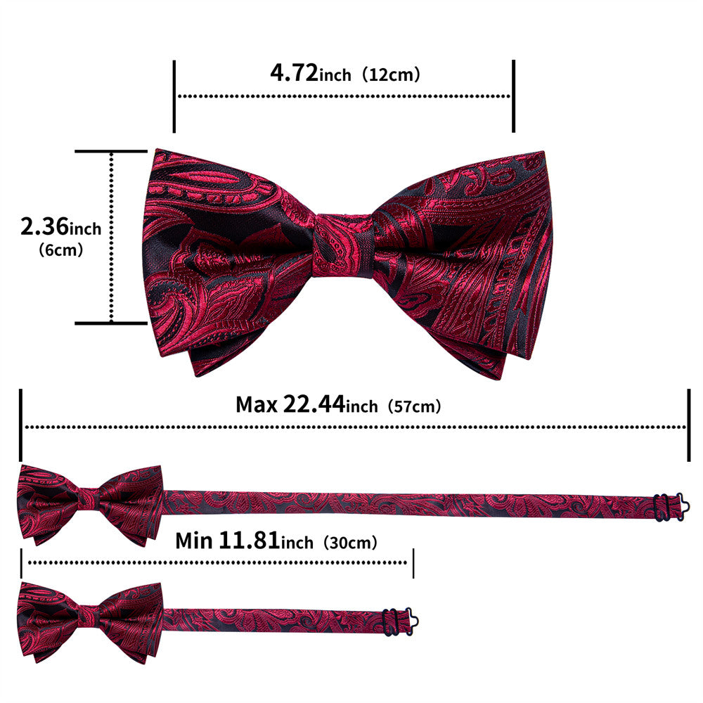 GentCrest Burgundy Paisley Bowtie Set - Image 5