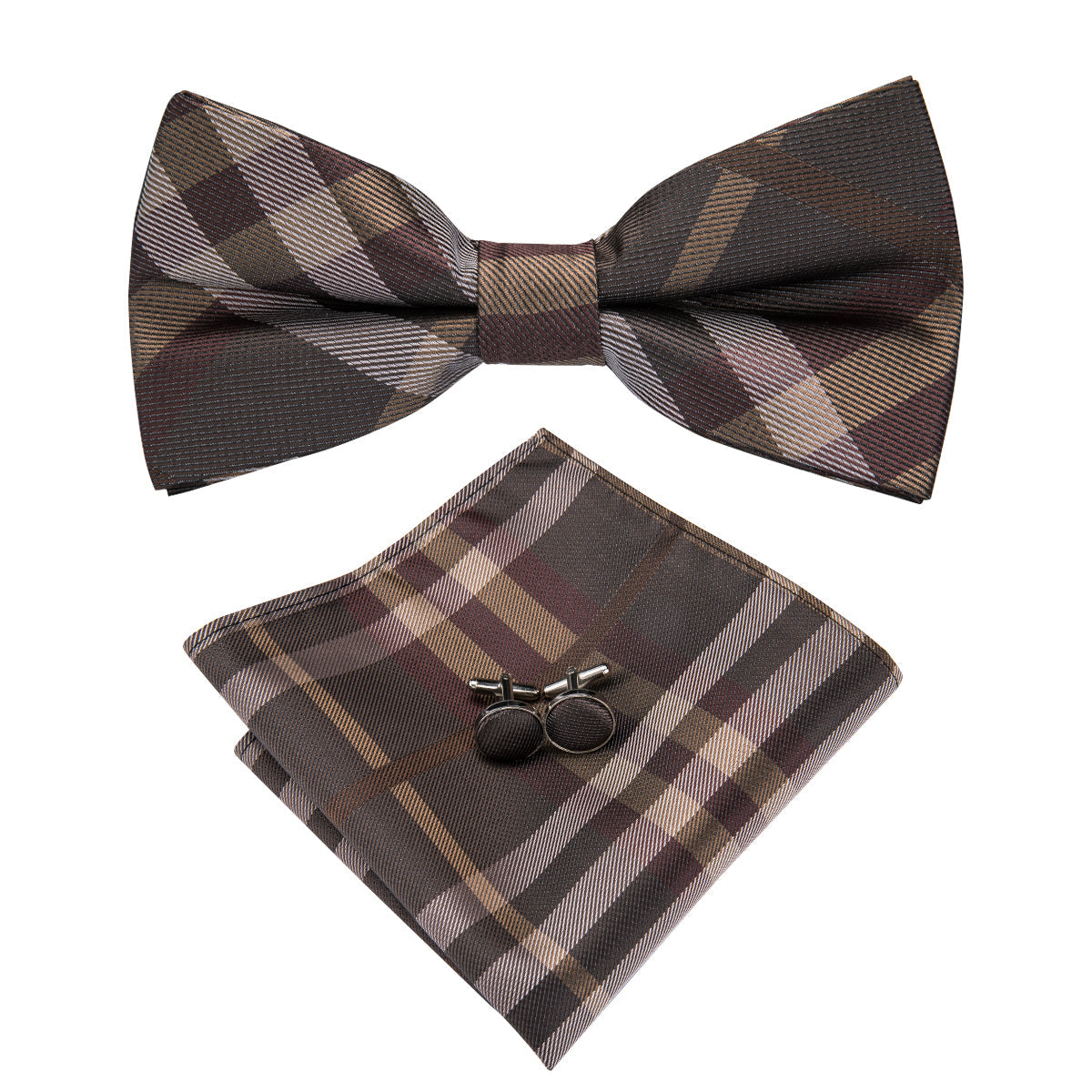 GentCrest Brown Plaid Bowtie Set - Image 2