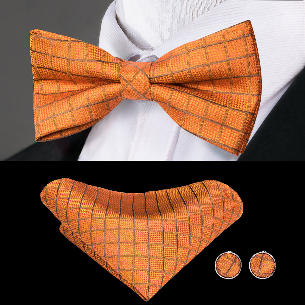 GentCrest Orange Plaid Bowtie Set - Image 1