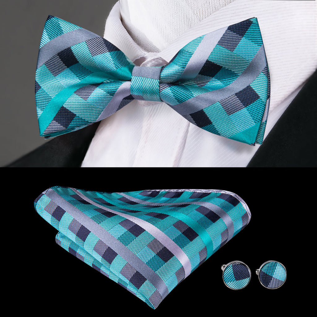 GentCrest Blue Plaid Bowtie Set - Image 1