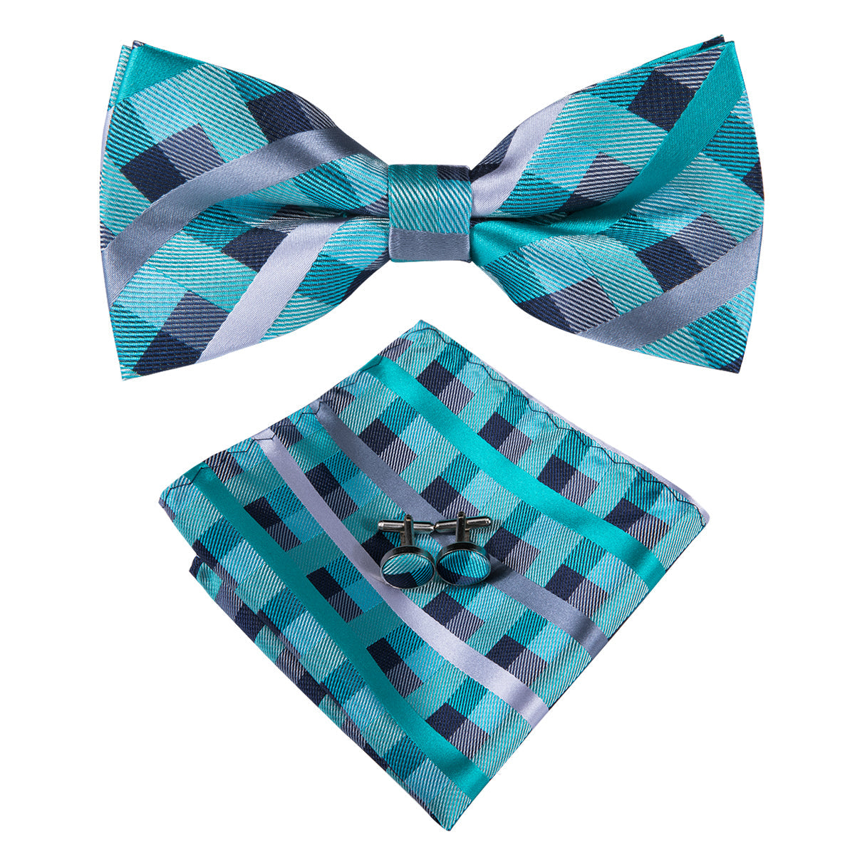 GentCrest Blue Plaid Bowtie Set - Image 2