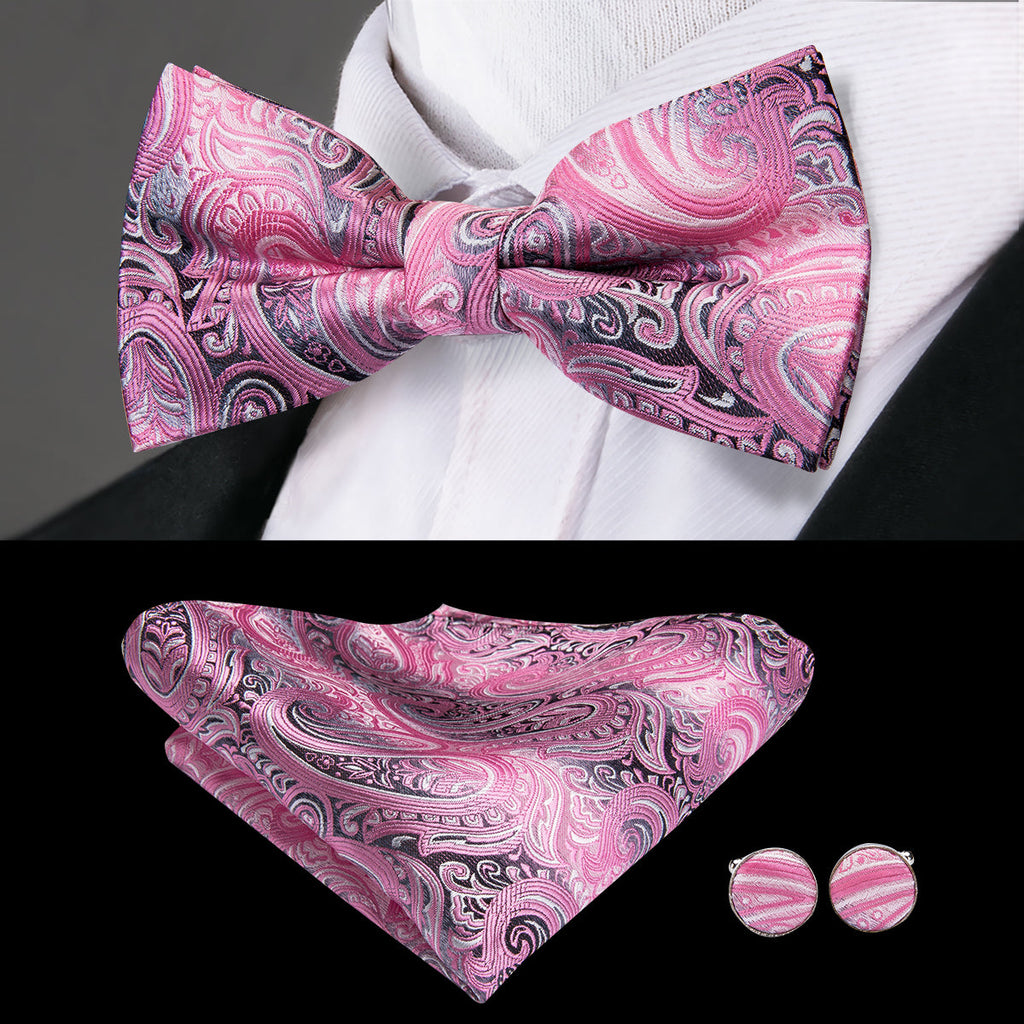 GentCrest Pink Paisley Bowtie Set - Image 1