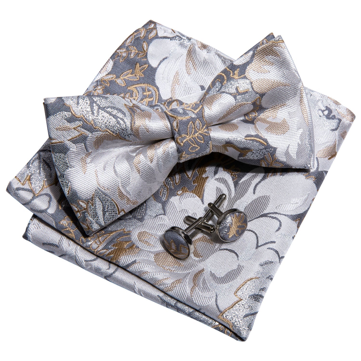 GentCrest Grey Floral Bowtie Set - Image 4