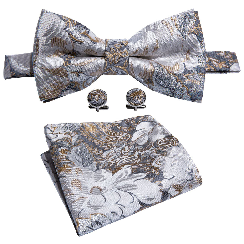 GentCrest Grey Floral Bowtie Set - Image 5
