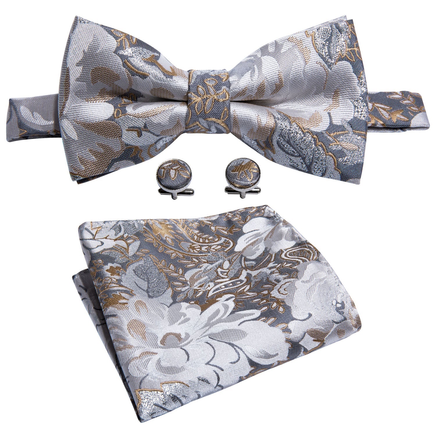 GentCrest Grey Floral Bowtie Set - Image 5