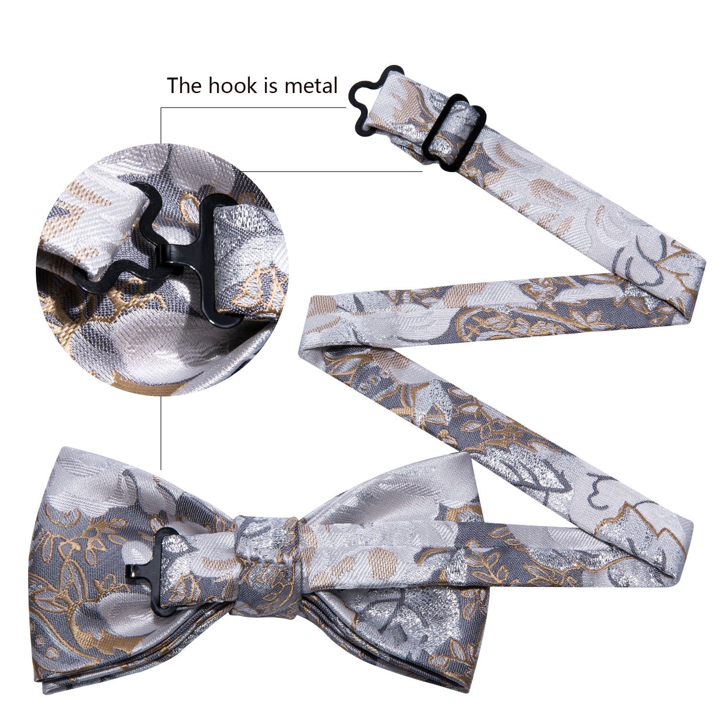 GentCrest Grey Floral Bowtie Set - Image 6