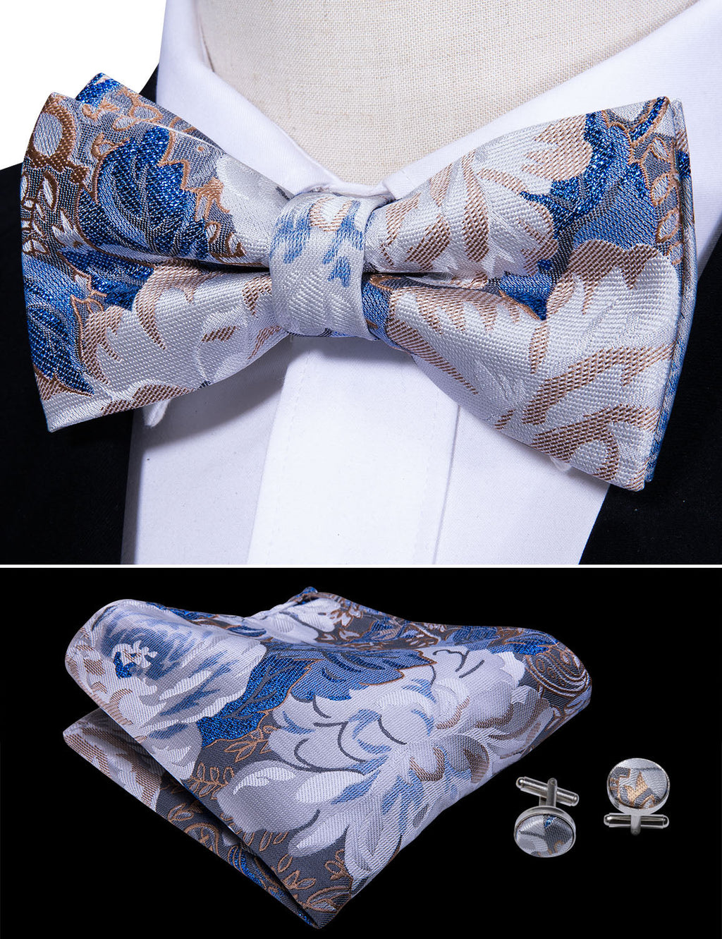 GentCrest Blue Floral Bowtie Set - Image 1