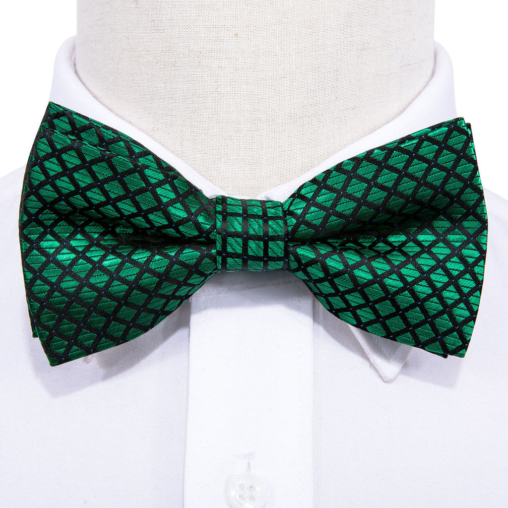 Green Plaid Bow Tie Set - GentCrest - View 5