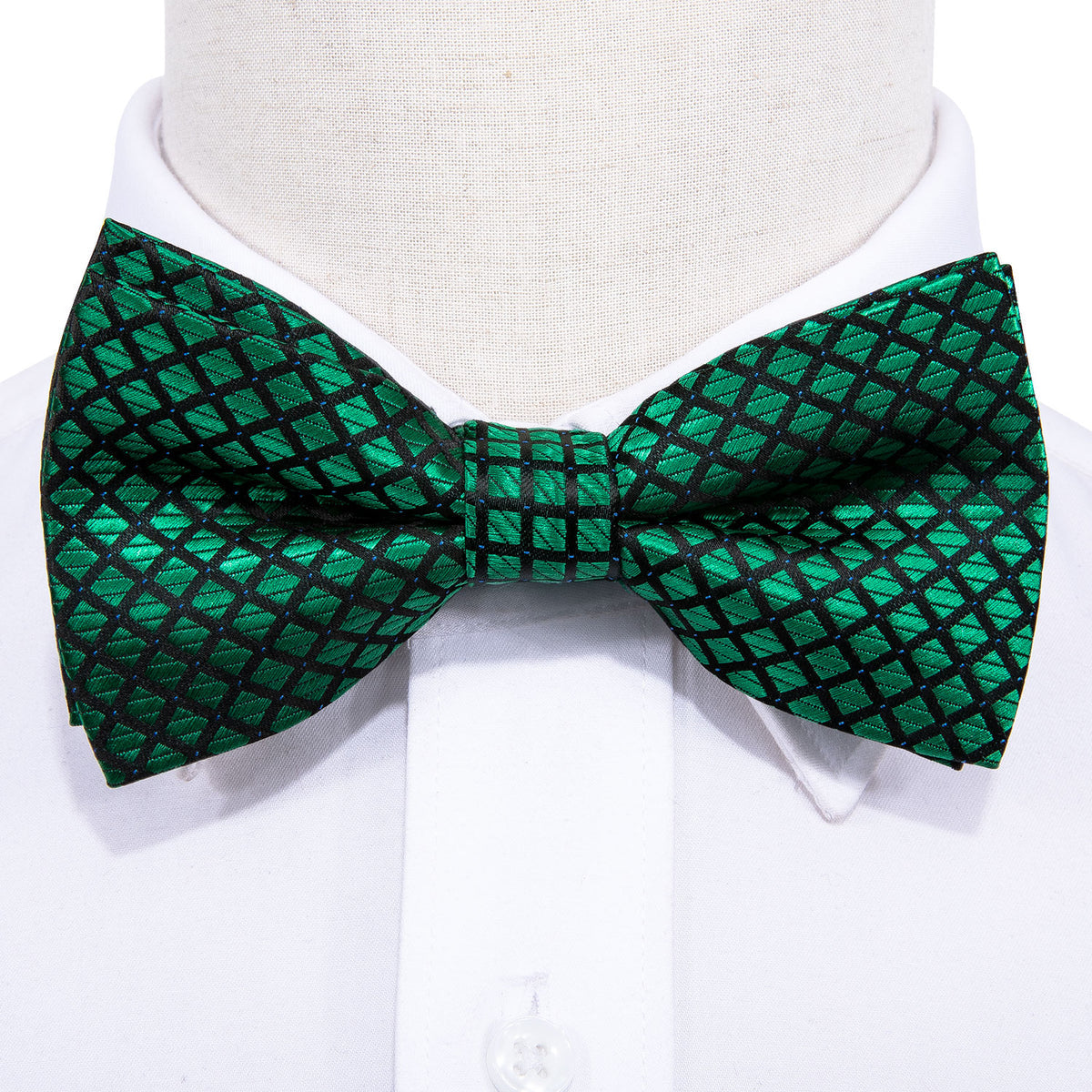 Green Plaid Bow Tie Set - GentCrest - View 5