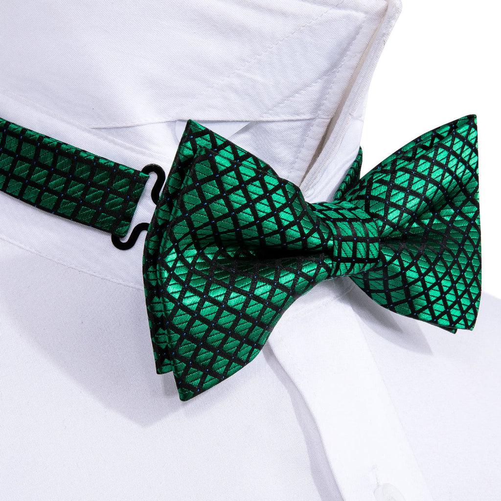 Green Plaid Bow Tie Set - GentCrest - View 3