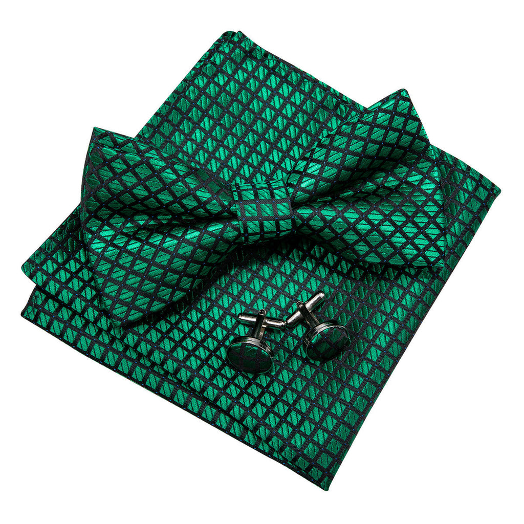 Green Plaid Bow Tie Set - GentCrest - View 2