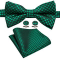Green Plaid Bow Tie Set - GentCrest