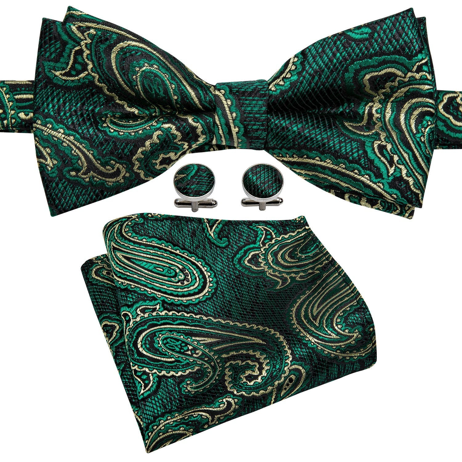 GentCrest Green Paisley Bowtie Set - Image 2