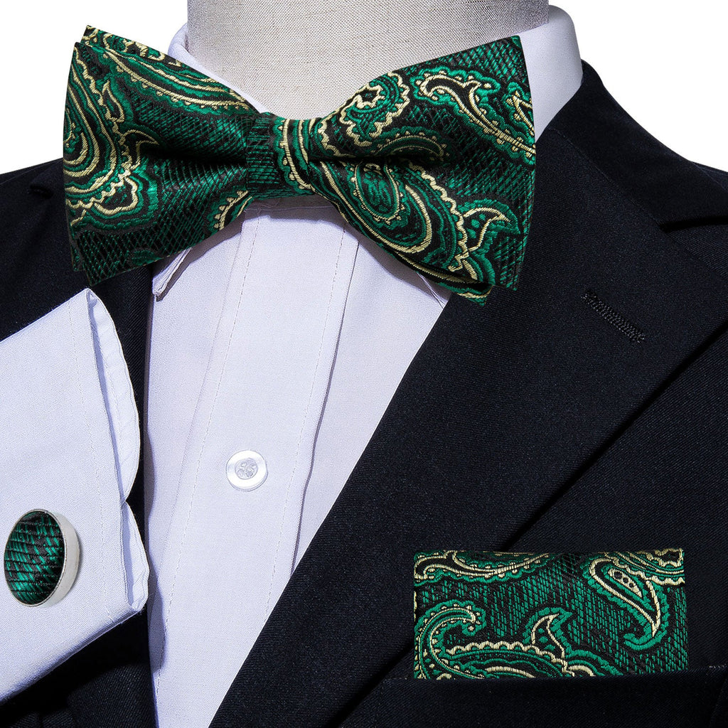 GentCrest Green Paisley Bowtie Set - Image 1