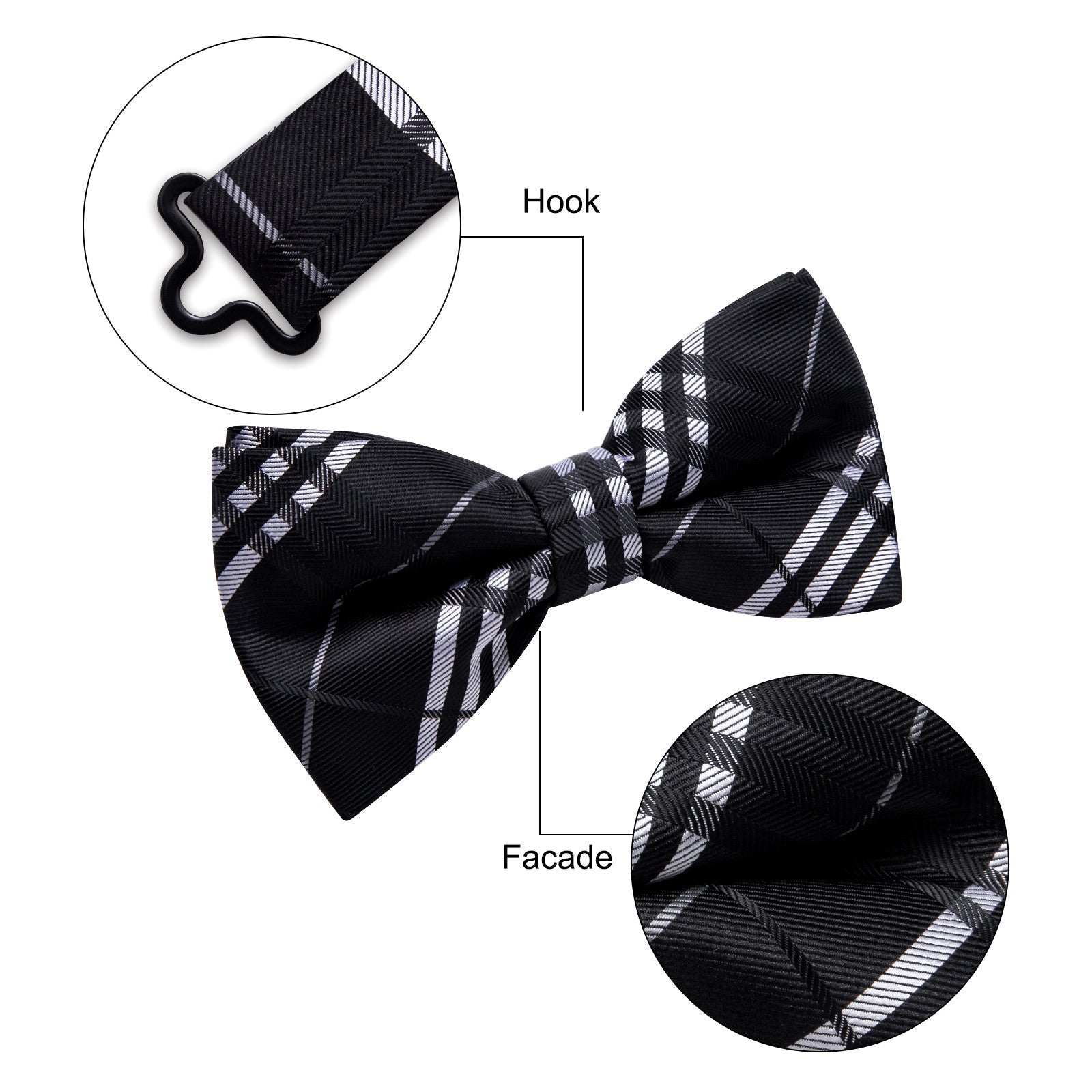 GentCrest Black Plaid Bowtie Set - Image 3