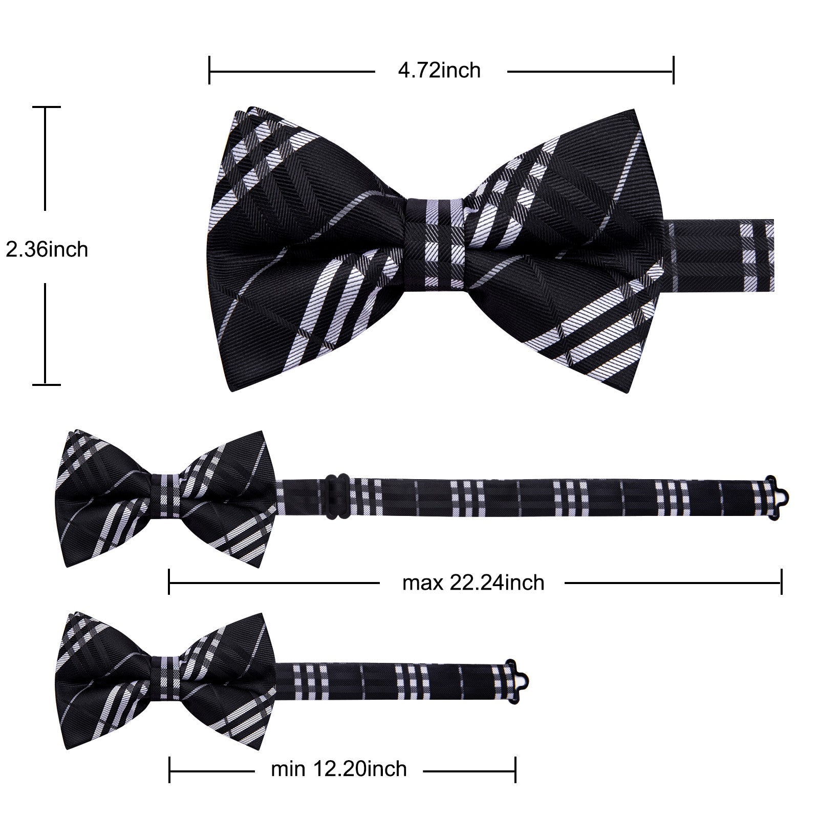 GentCrest Black Plaid Bowtie Set - Image 4