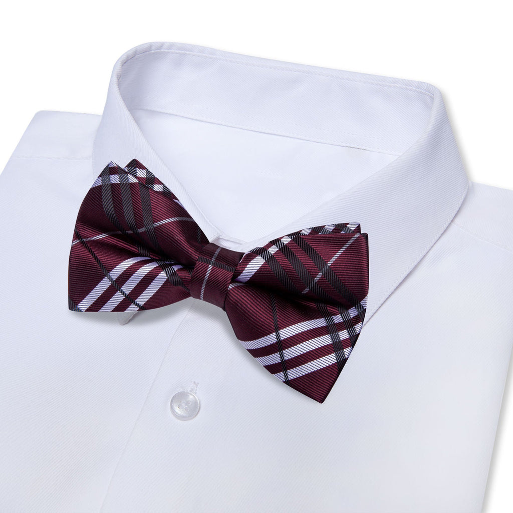 GentCrest Burgundy Plaid Bowtie Set - Image 2