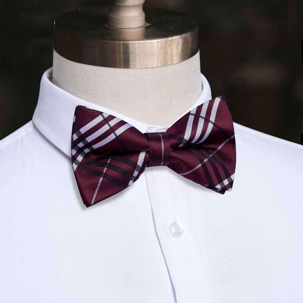 GentCrest Burgundy Plaid Bowtie Set - Image 1