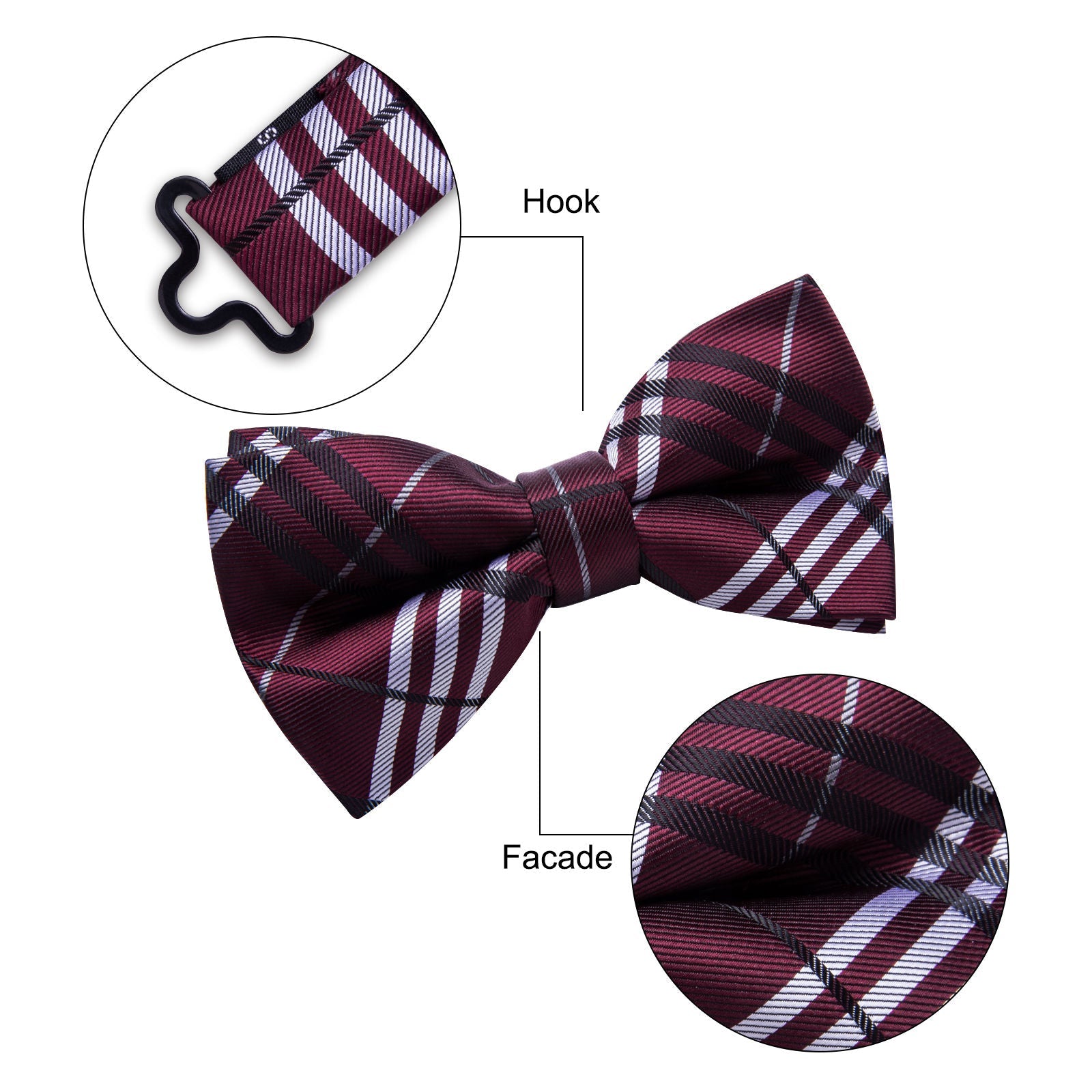 GentCrest Burgundy Plaid Bowtie Set - Image 5