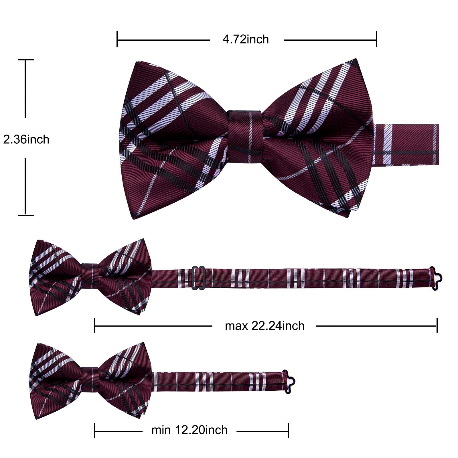 GentCrest Burgundy Plaid Bowtie Set - Image 6
