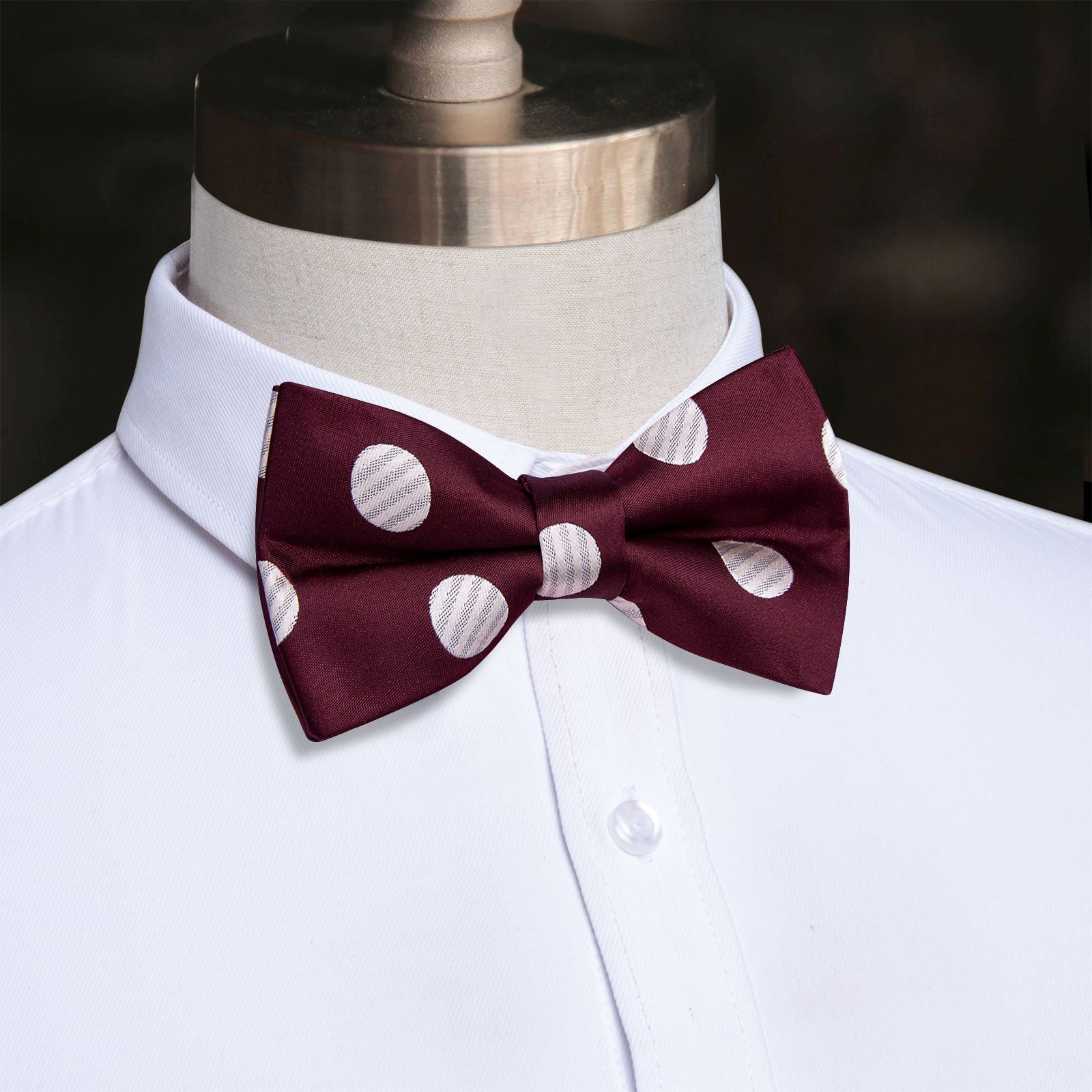 GentCrest Burgundy Polka Dot Bowtie Set - Image 1