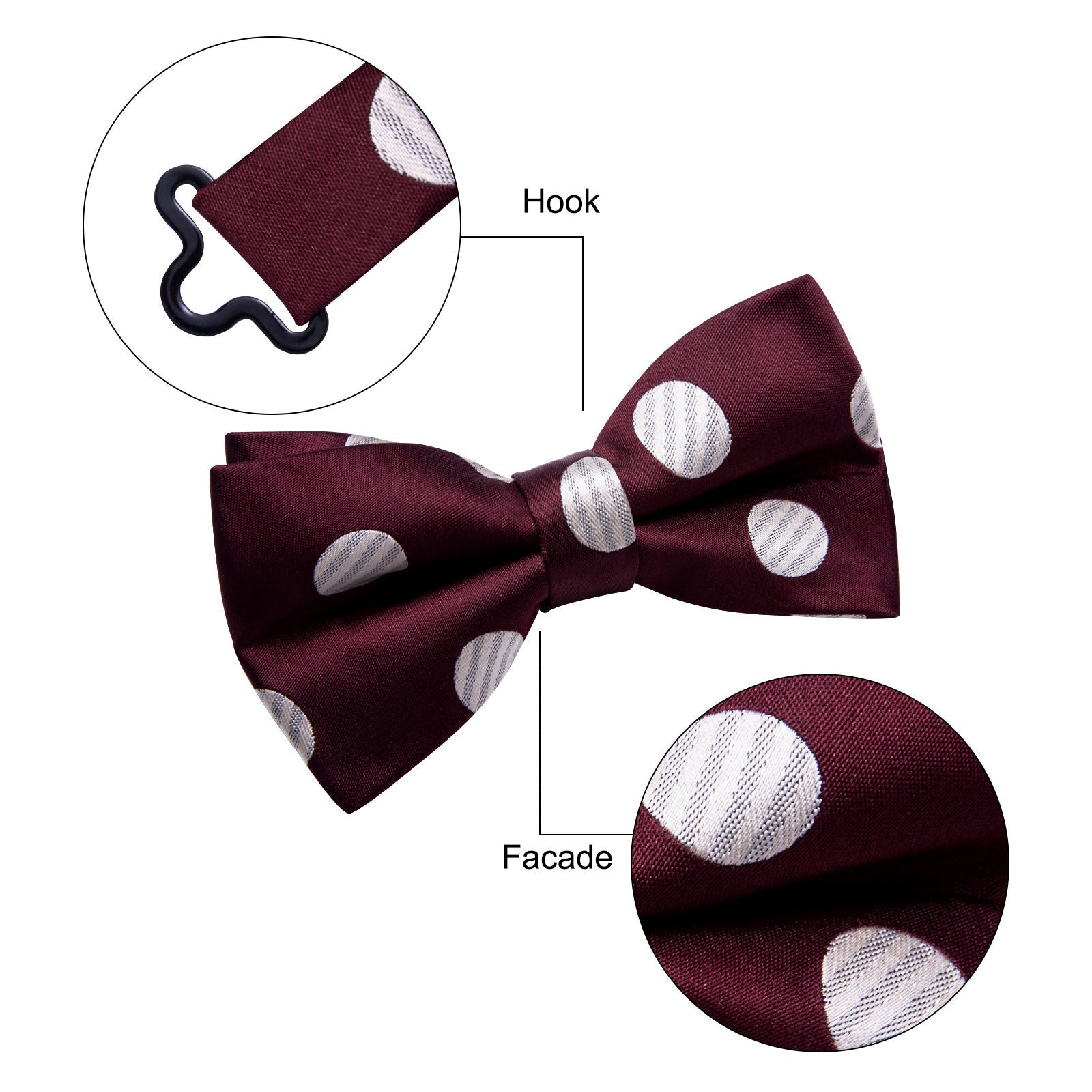 GentCrest Burgundy Polka Dot Bowtie Set - Image 5