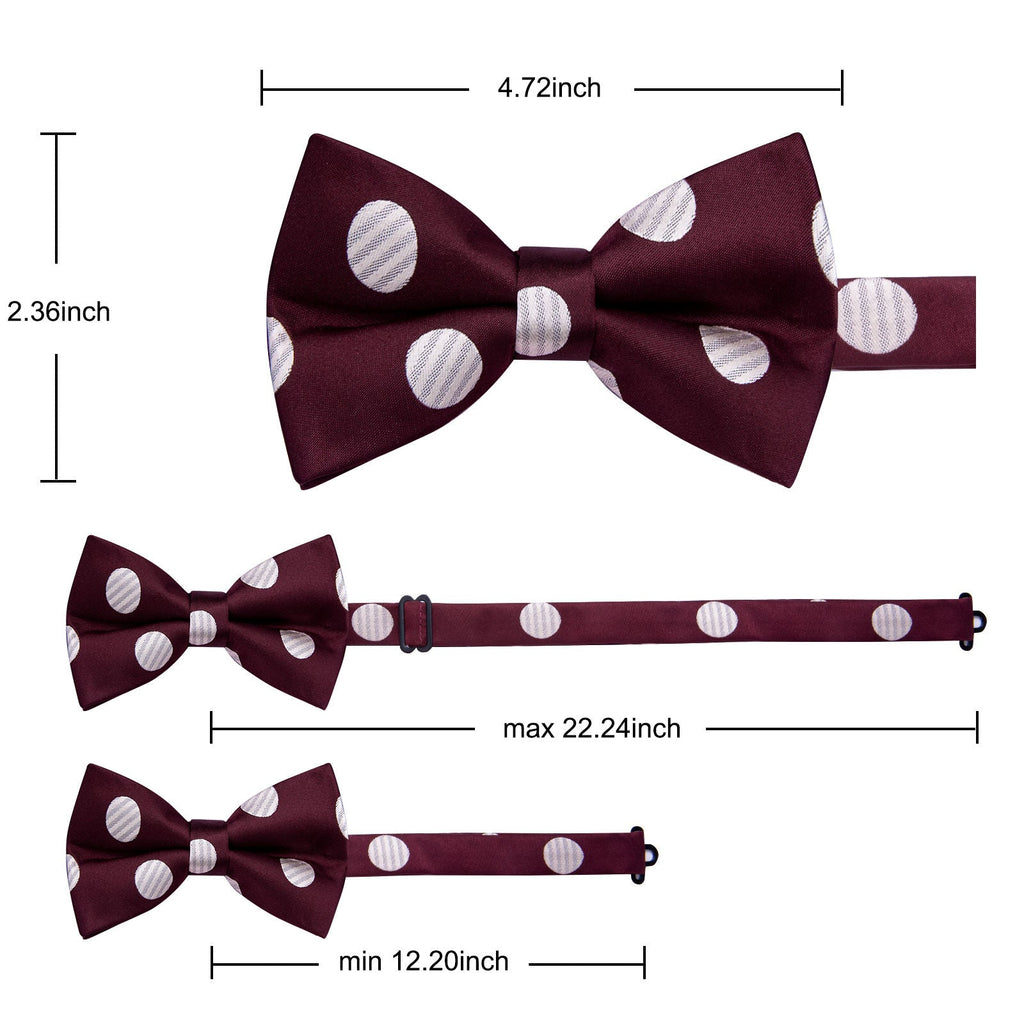 GentCrest Burgundy Polka Dot Bowtie Set - Image 6