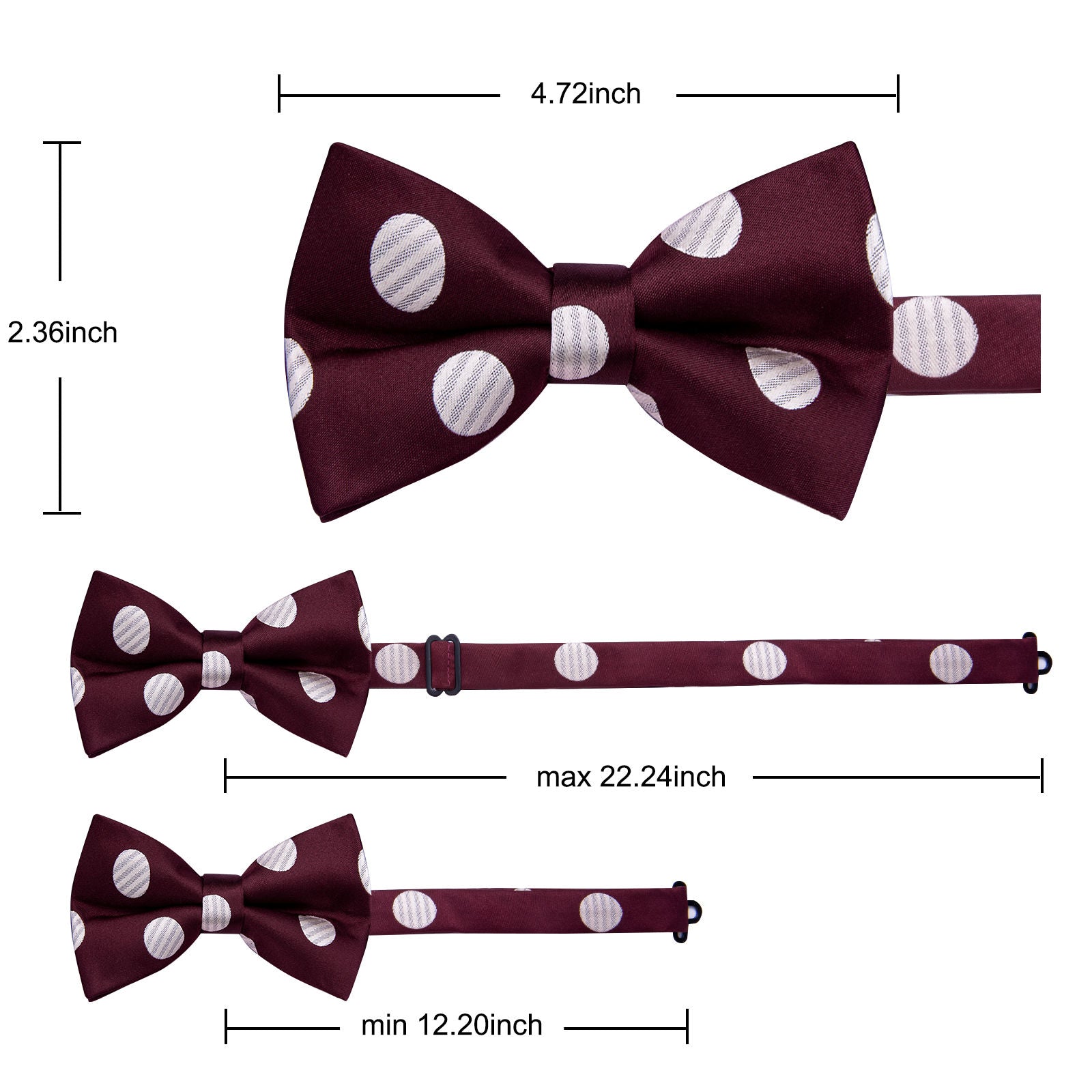 GentCrest Burgundy Polka Dot Bowtie Set - Image 6