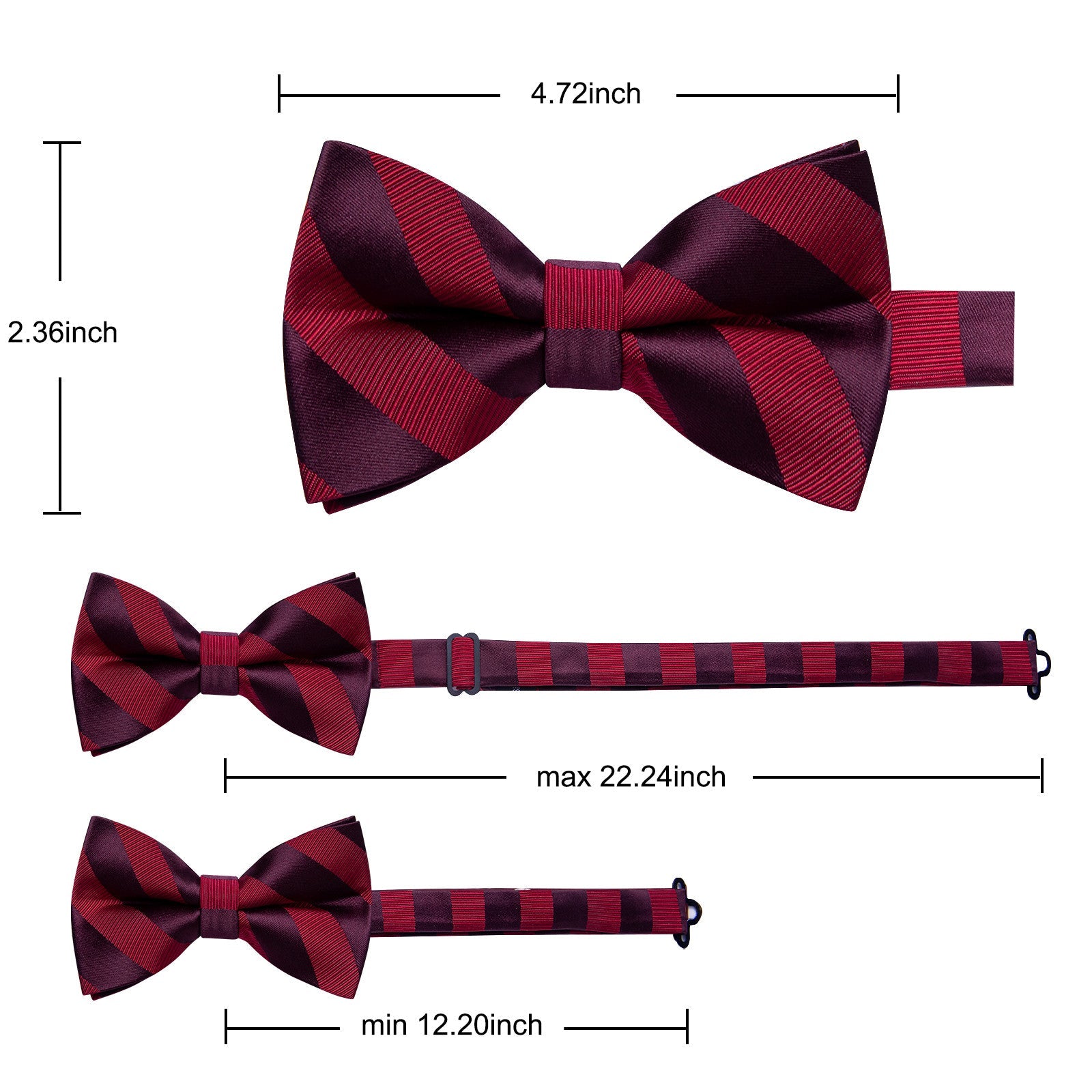 GentCrest Burgundy Striped Bowtie Set - Image 7