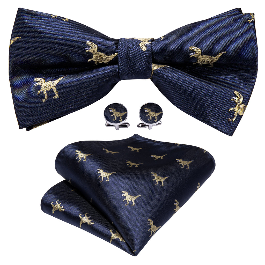 Blue Dinosaur Bow Tie Set - GentCrest - View 3