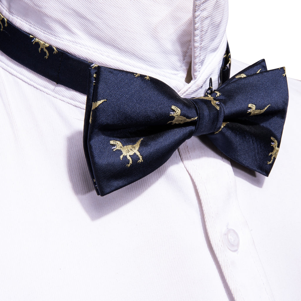 Blue Dinosaur Bow Tie Set - GentCrest - View 2