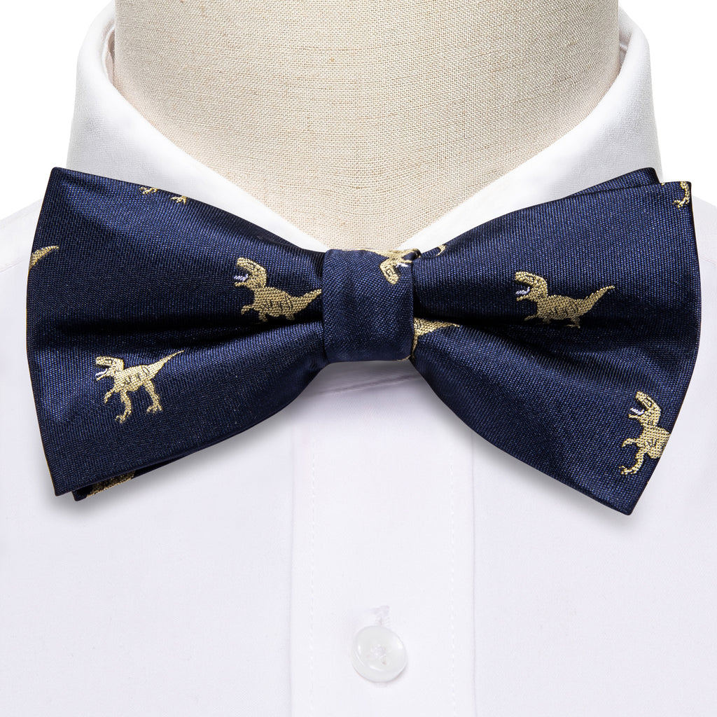 Blue Dinosaur Bow Tie Set - GentCrest - View 5