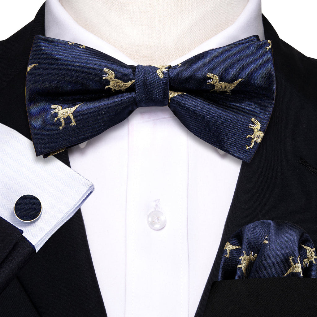 Blue Dinosaur Bow Tie Set - GentCrest