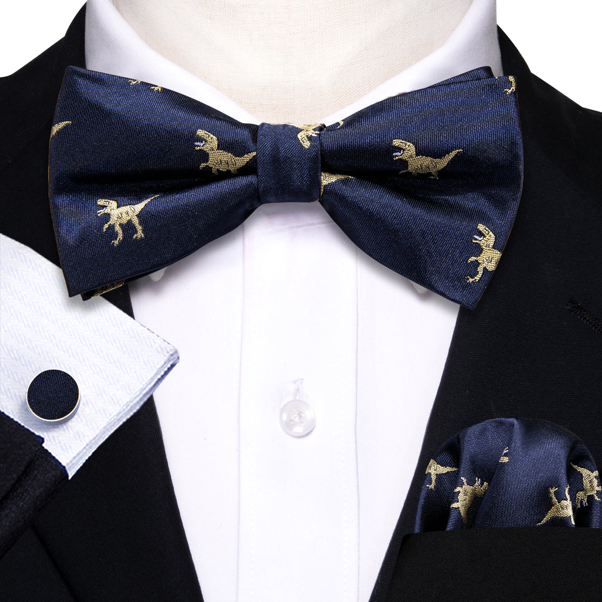 Blue Dinosaur Bow Tie Set - GentCrest