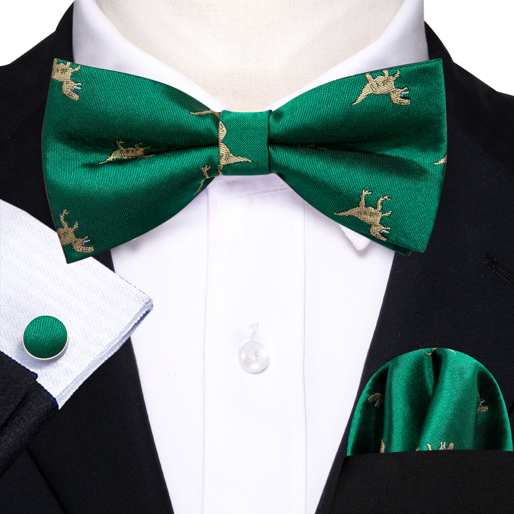 Green Dinosaur Bow Tie Set - GentCrest - View 2