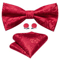 Red Paisley Bow Tie Set - GentCrest